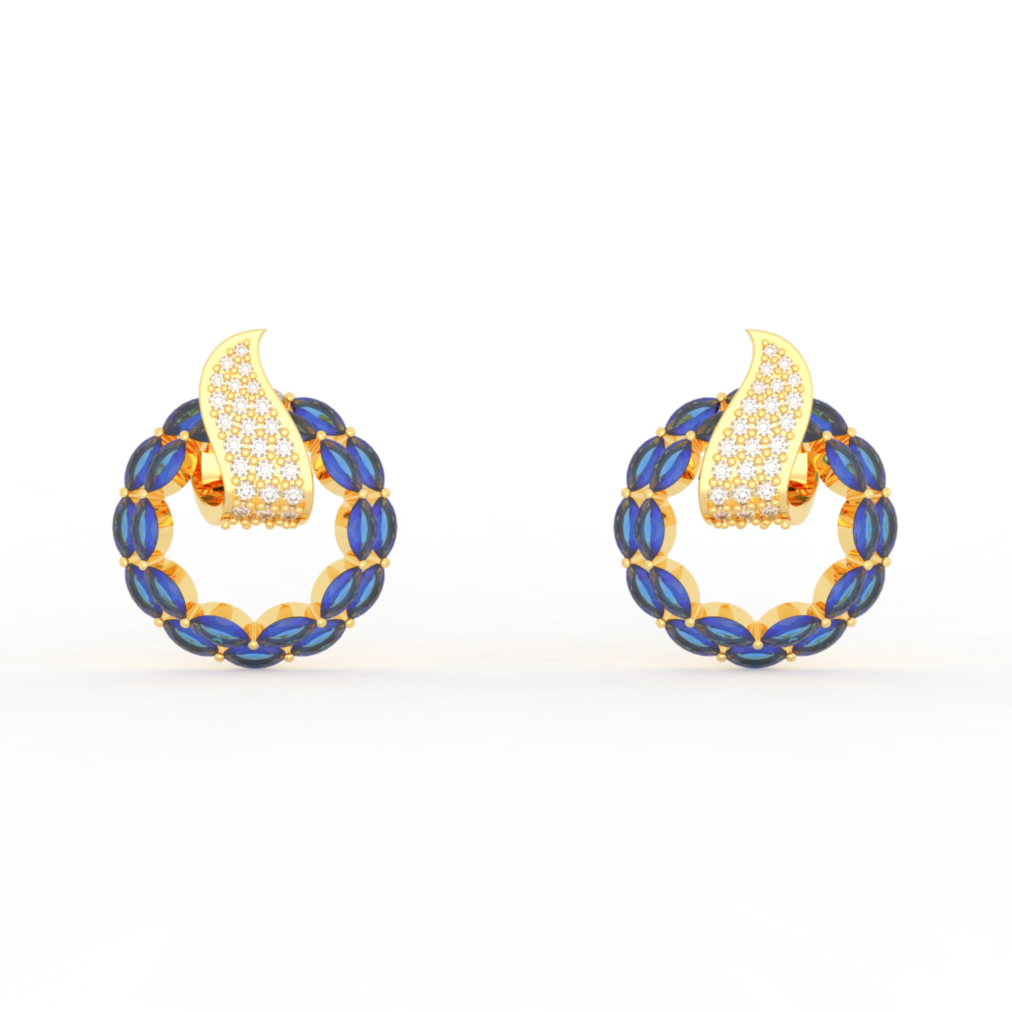 Sterlyn Blue Stone Unique Stud Earrings, Hallmarked 925 Sterling Silver
